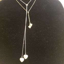 14k Gold And Silver Heart Necklaces