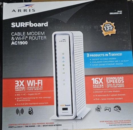 Arris Surfboard Cable Modem Router AC1900 used SBG6900-AC