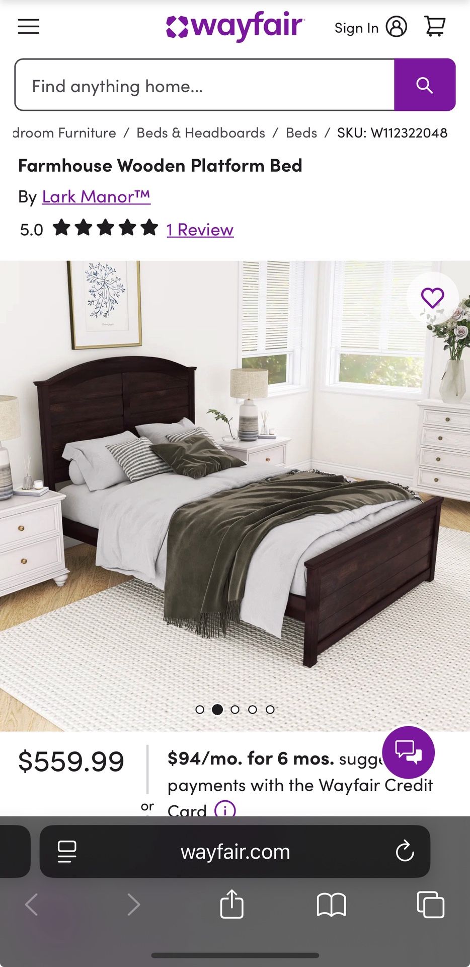 Farmhouse Wooden Platform Bed