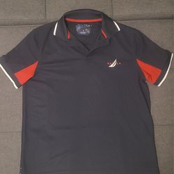 Nautica Men's Small Navy Blue and Red Polo Shirt