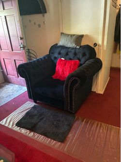 Three-piece black living room furniture