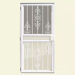 Unique Home Designs Security Door 36" x 80" w/ Screen, Glass Insert, Steel White