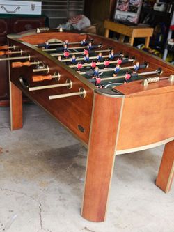 Sportcraft Sturdy football Table, Has Dark wood Grain Finish with Siver Tone, Metal , The Fild Is Green,  with Wooden Handles Built Manual  Scoring ,V