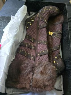 Vintage Baby Phat Quilted Knee-High Boots with Fur Trim
