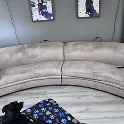 Curved Suede Sectional Couch – Clean & Comfortable – OBO