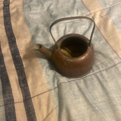 1970s Copper craft Guild Copper Tea Pot Brass Handle 5 In Touting Mass
