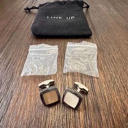 (Brand New) Soft Square Gemstone Inlay Cufflinks (white mother of pearl)