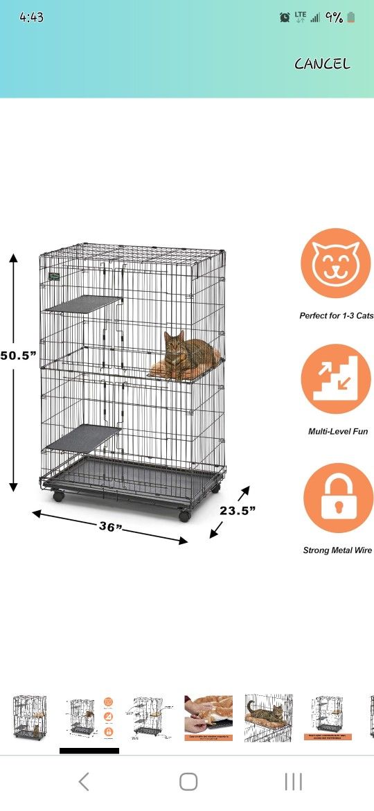 Large Tiered Cat Cage-3 Shelf