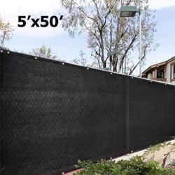 FENCE SCREEN - 5’ x 50’ Privacy Screen with ZIP TIES - BLACK 