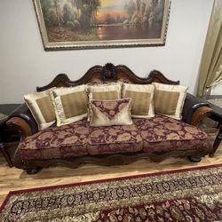 Sofa, Loveseat And Chair + Drapes