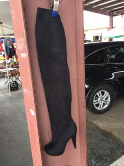 Thigh high platform boots,black