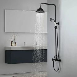 Chester Rainfall Showerhead with Handheld Shower Exposed Shower System Antique Black