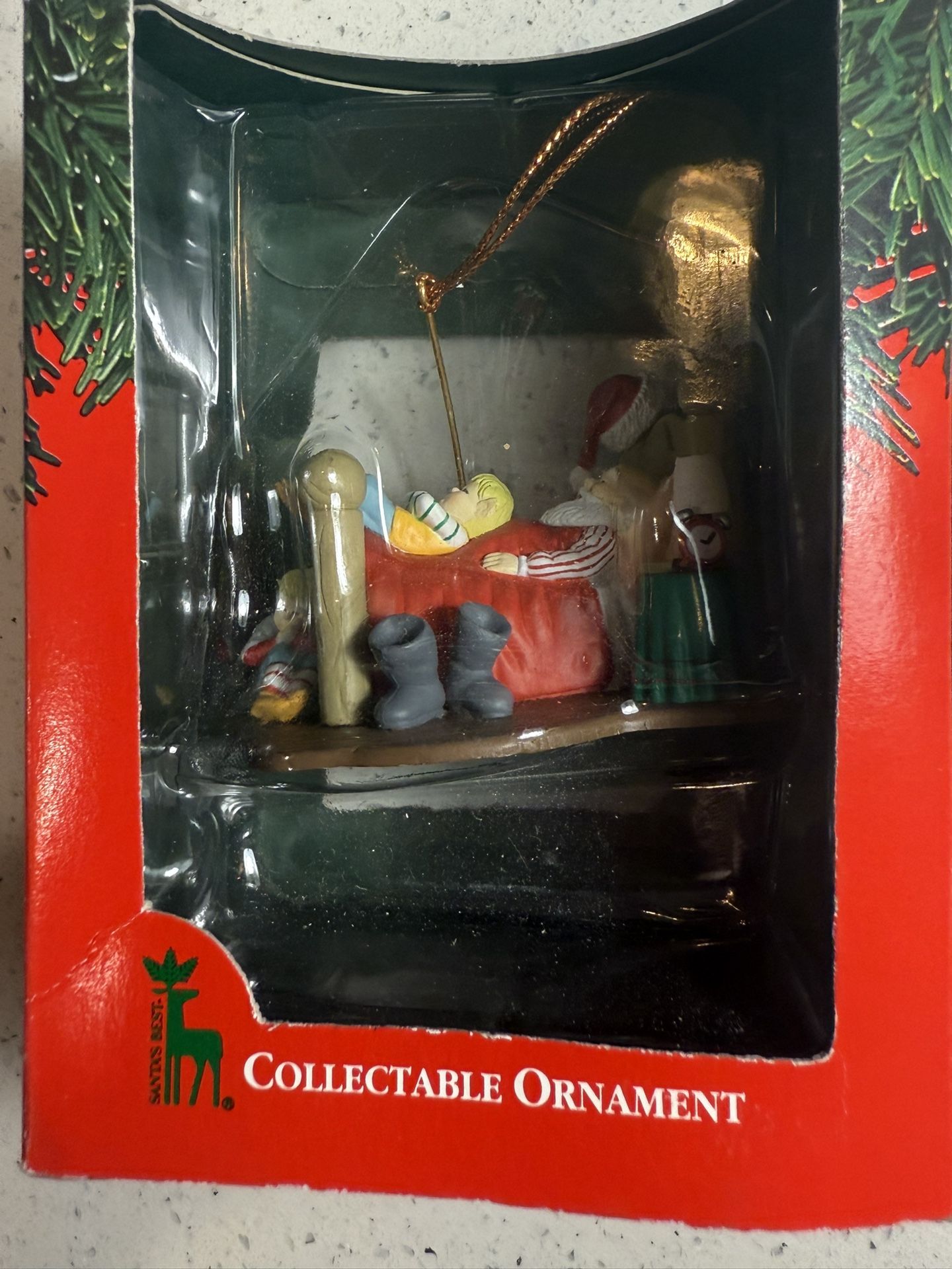 1992 Santa's Best CHRISTMAS Charmers ORNAMENT SANTA in Bed 'When Day Is Done'