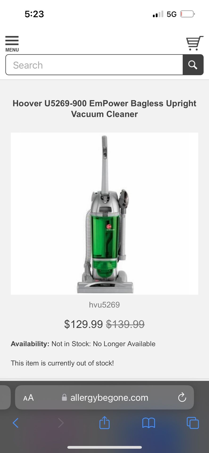 Hoover U5269-900 EmPower Bagless Upright Vacuum Cleaner