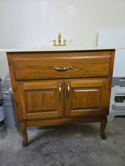 Solid wood traditional vanity with sink