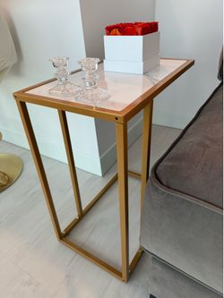 Gold and faux marble sofa tables (2)