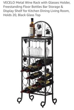 Vecelo metal wine rack with glasses