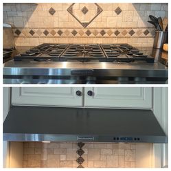 COMBO: KitchenAid 36” Commercial Gas Cooktop + Matching Range Hood – Excellent Condition