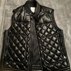 Moncler Men’s Leather Vest Black