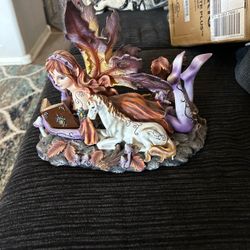 Fairy unicorn figurine with unicorn,  Rare discontinued