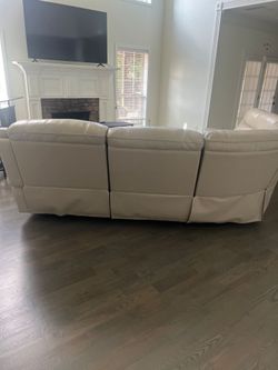 Cream Leather Sectional