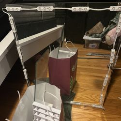 floating  vanity mirror with lights 