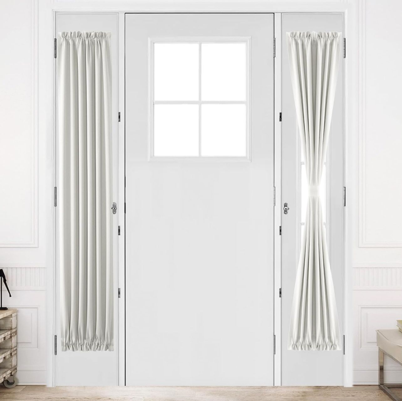 DWCN French Door Curtains - Rod Pocket Thermal Blackout Curtain for Doors with Glass Window, Kitchen and Patio Doors for Privacy, 25 X 80 Inches Long,