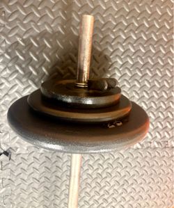48 inches Steel Standard Barbell W/Weight Plates: 25s, 10s and 5s ponders. 93 # Brute W.