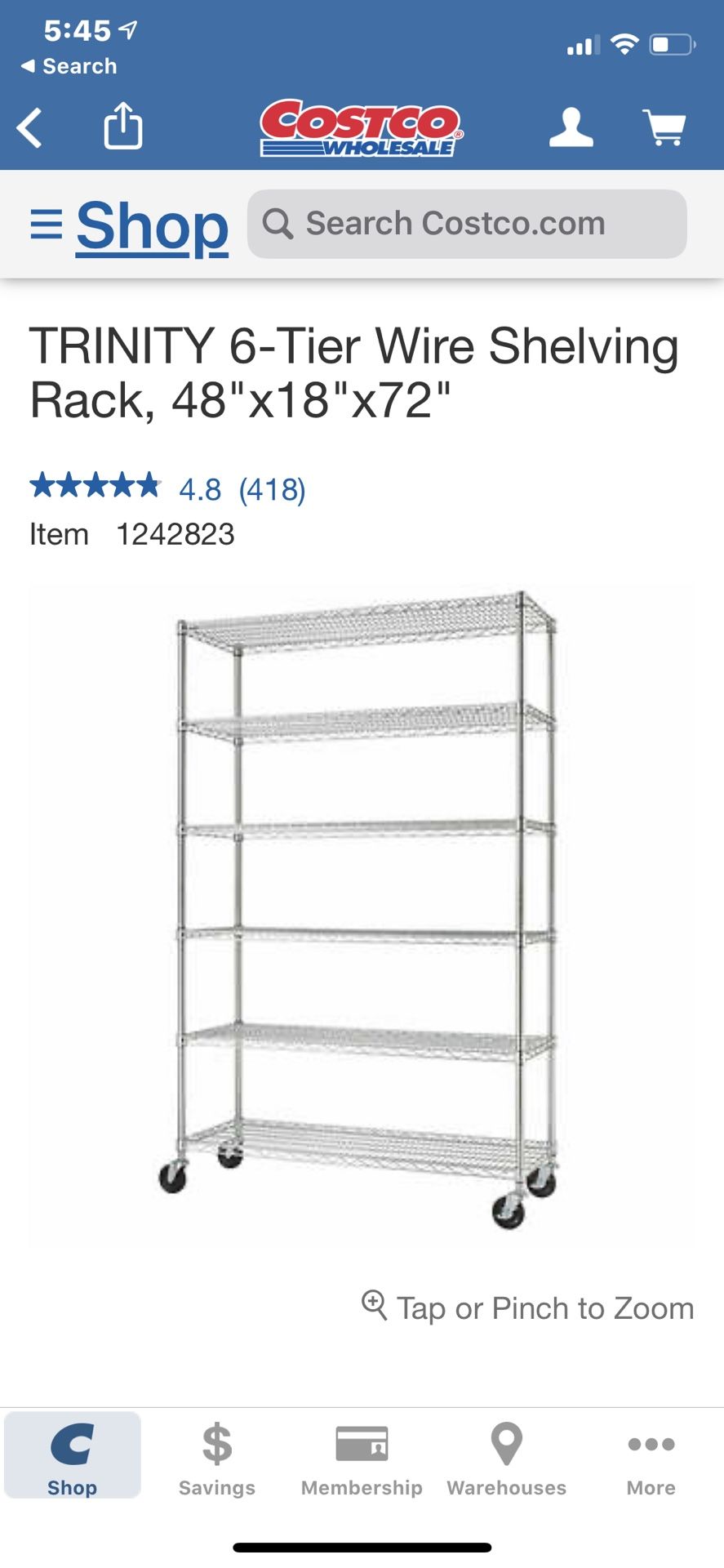 6 tier shelving rack