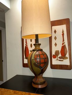 Vintage RARE Mid Century Modern G. PIERI Chalkware Table Lamp