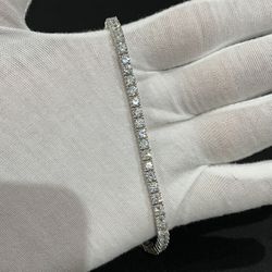 Sterling Silver 4mm Tennis Link Bracelet 7.5 Inch