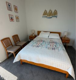 Complete Mid-Century Modern Queen Bedroom Set — Everything Brand New, Never Used!
