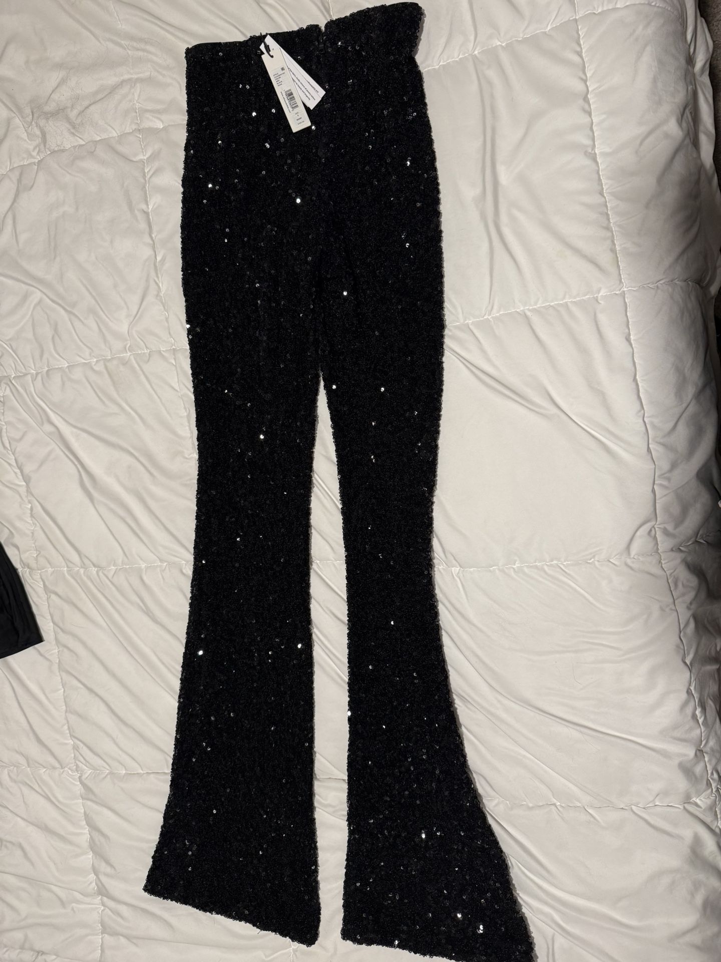Alice & Olivia RMP Sequinned Bootcut Pants & Silk Shirt