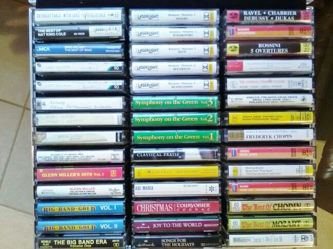 Classical and big band tapes in case with blank tapes in case