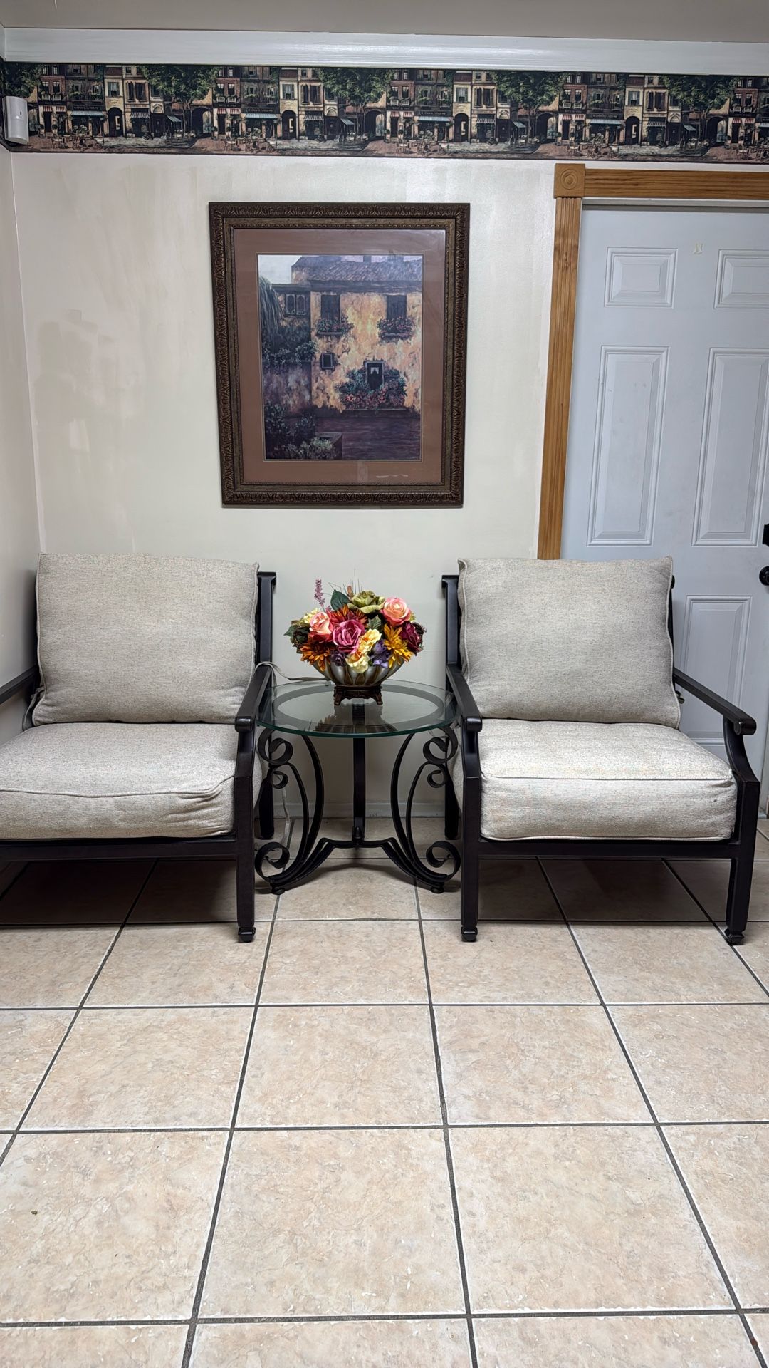 Outdoor Patio Garden Metal Patio Set With Cushions And Table
