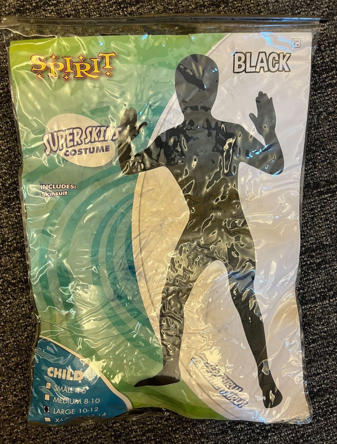 Spirit Halloween Costume Super Skins Black Size M