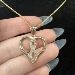 14k Gold Infinity Heart Pendant 