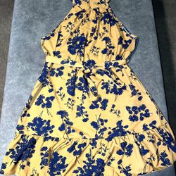 SHEIN Blue and Yellow Floral Dress  1X