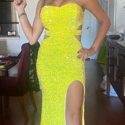  Party Dress  - Stunning Yellow Sequin Party Dress 