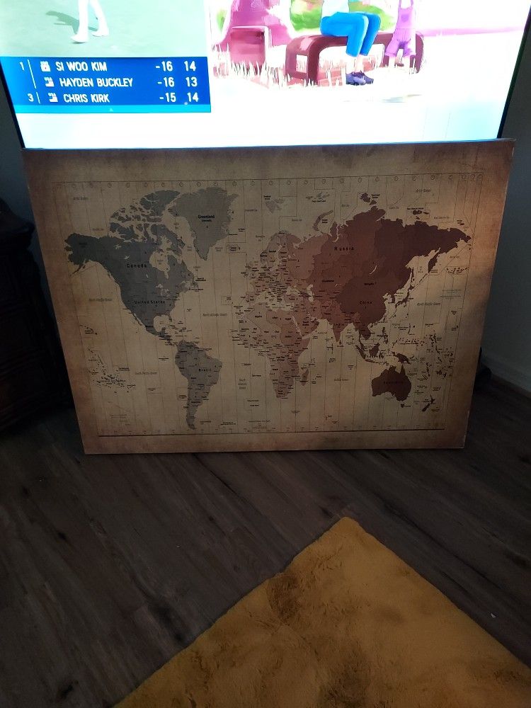 World Map Framed 35x48