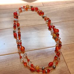 women's ORANGE  beaded necklace