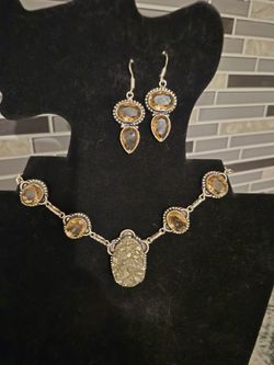 Elegant Apache Pyrite Morganite Necklace Set