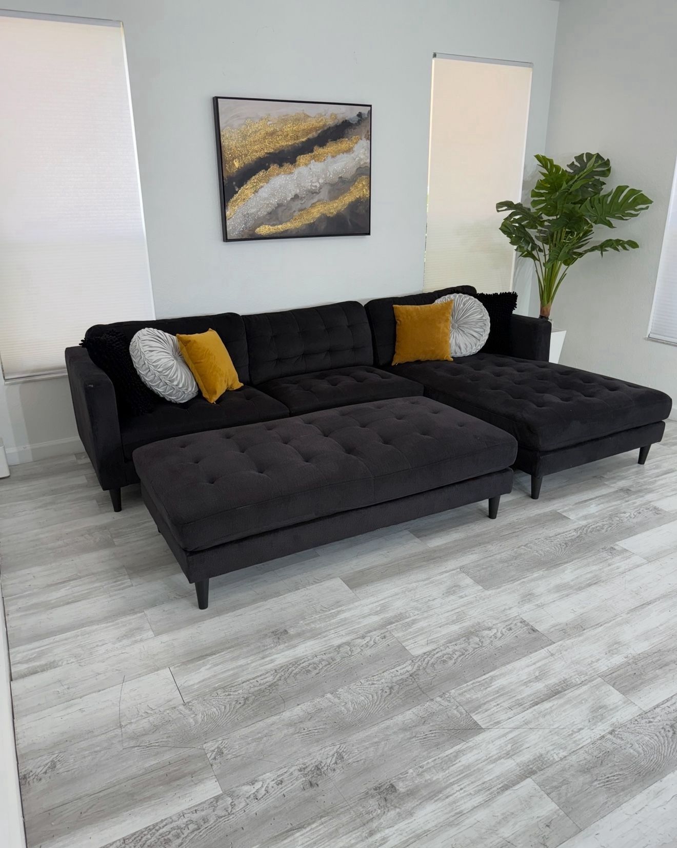 Sectional City Furniture - Free Delivery - Black Microfiber