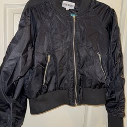 Steve Madden Cropped Nylon Bomber Jacket