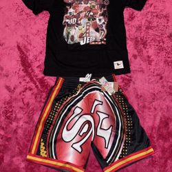 49ERS JERRY RICE SHORTS & TEE SET 