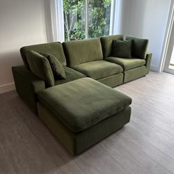 New Green Velvet Cloud Couch Sectional