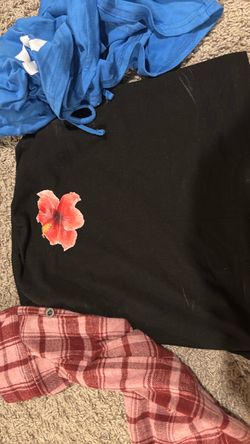 Black Hoodie with Hibiscus Flower Graphic