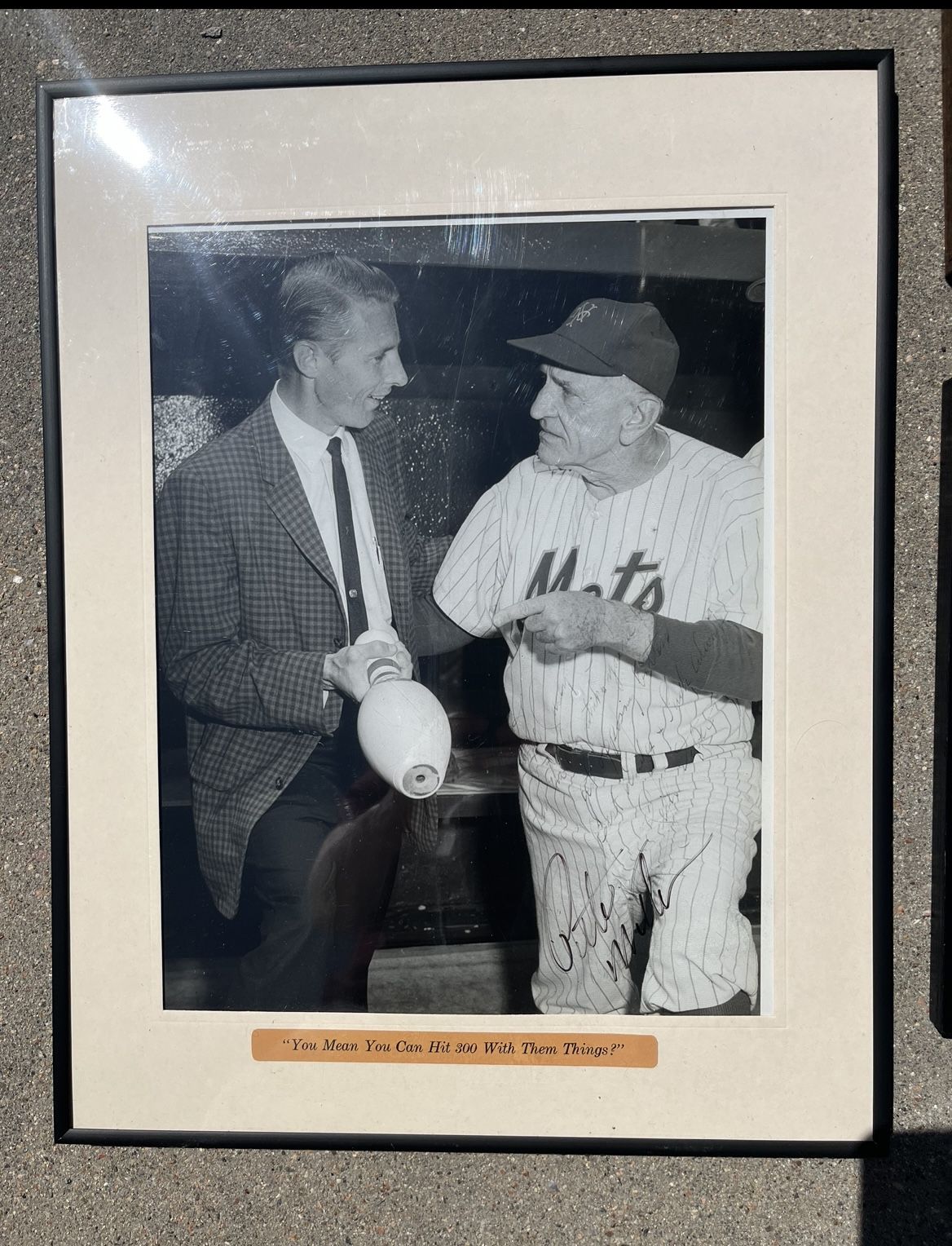 Dick Weber bowling and Casey Stengel Baseball Autograph Picture photo/ Signed by Pete Weber