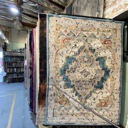 5x7 Area Rugs Carpet Rugs Persian Design Thick Colors Blue Beige Rust