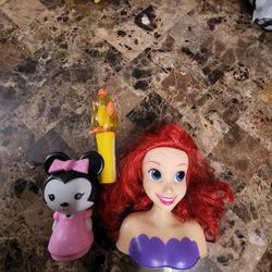 Ariel Doll Head/ Minnie Night Light & Chick Spinner Light Bundle